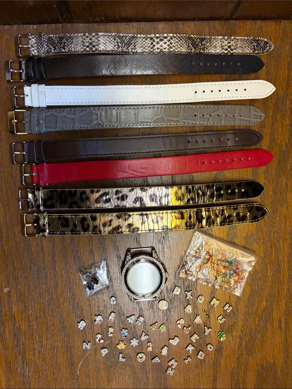 Interchangeable Plain and Patterned Bracelet Strap Set - Multicolor With Charms